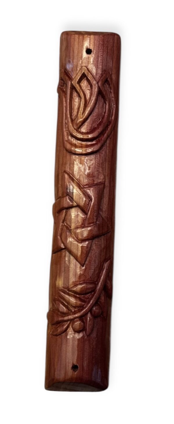 Carved Mezuza Star & Olive
